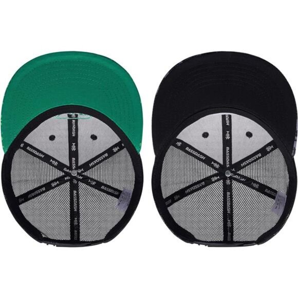 Men's 2 Pack Flat Brim Trucker Cap Adjustable Snapback Hat Mesh Back - Picture 5 of 5